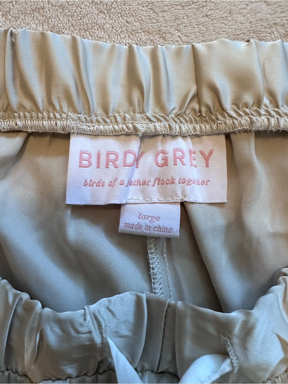 Birdy Grey Light Beige Satin Pajama set